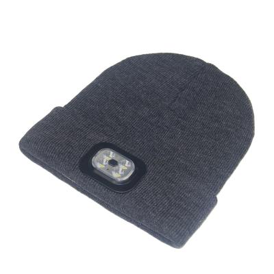 China COMMON Winter LED Beanie Hat LED Light SK-LEDB003 Warm Beanie Hat Lamp With Micro-USB Chargeable Li-polymer Battery for sale