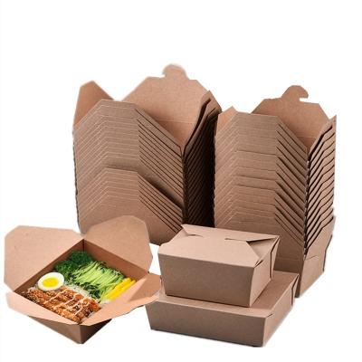 China Eco-friendly Custom Logo Design Printing Disposable Kraft Paper Takeout Container Restaurant To Go Lunch Fast Food Take Out Packaging Boxes for sale