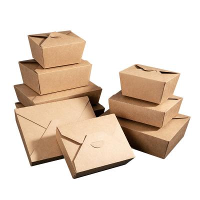 China Eco-friendly Custom Logo Design Printing Disposable Kraft Paper Takeout Container Restaurant To Go Lunch Fast Food Take Out Packaging Boxes for sale