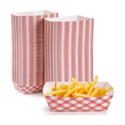 China Food Serving Custom Logo Design Printing Disposable Wrapping Paper Nacho Fries Fries Taco Food Truck Serving Boat Trays for sale