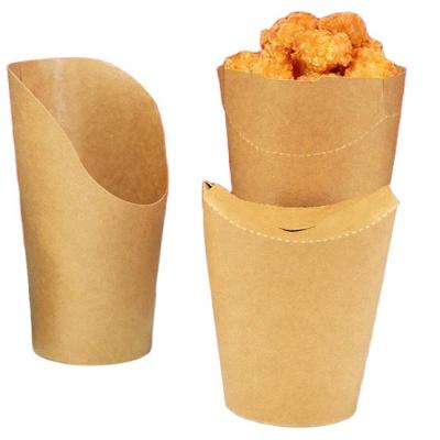 China Recyclable Kraft Paper Fries Cup With Closed Top for sale