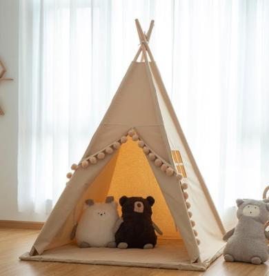 China Waterproof Indoor 100% Indian Wooden Tent Cotton Kids Folding Teepee Canvas Tent for sale