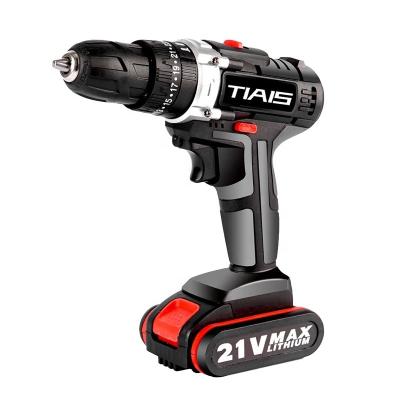 China TIAIS high quality electric cordless drill machine 21V rechargeable portable cordless drill T8012 for sale