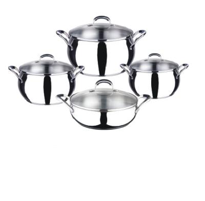 China Sustainable 8 Pcs Apple SS 304 Classic Shape 201 Cookware Set Casserole Set for sale