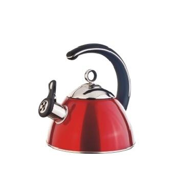 China Sustainable New Style Drinkware Custom Printed Water Whistling Tea Kettle With Soft Touch Handle With Red Painting for sale