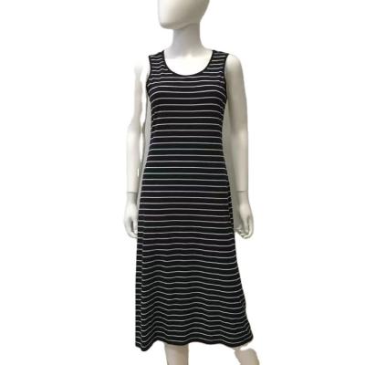 China Breathable women's basics loose maxi casual one-line stayfree striped o-neck for sale