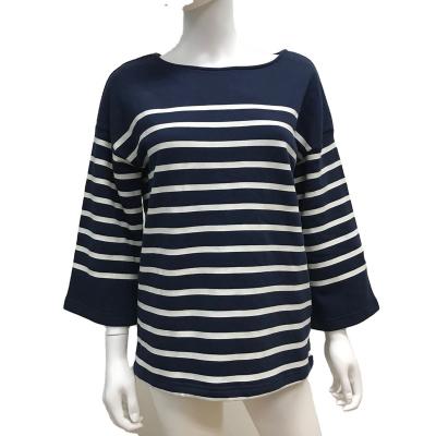 China High Quality Breathable Hot Selling Classic Stripes Wide Sleeve Women Fleece Sweatshirt for sale