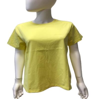 China Women's Custom Color Design T-shirt Cotton Simple Yellow Breathable Premium Breathable Summer Loose Fit 100% Fit T-Shirt for sale