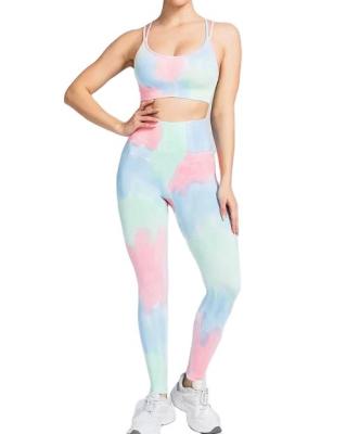 China Breathable ready to ship 2022 sngal jacket dye knotting gym to work out wear yoga set fitness women yoga seamless set for sale