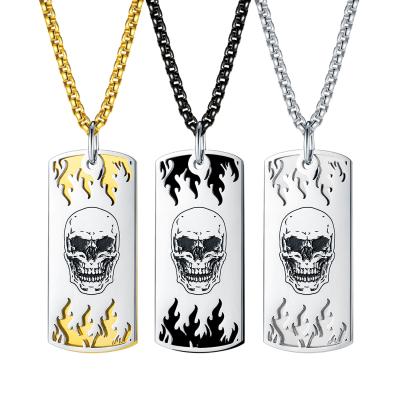 China Jessy Fashion 2021 New Designer Jewelry Stainless Steel TRENDY Classic Men's Skeleton Skull Necklace for sale