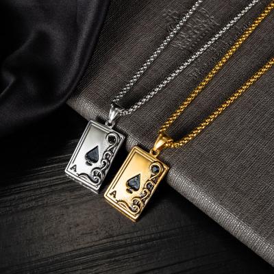 China Jessy Fashion 2021 New Designer Men's Classic Poker Shovel A Necklace TRENDY Jewelry Stainless Steel Necklace for sale