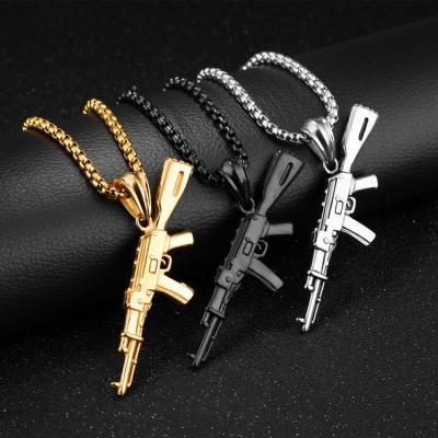 China Jessy Fashion 2021 New Designer Men's Classic Hip Hop AK-47 Necklace Jewelry Stainless Steel TRENDY Necklace for sale