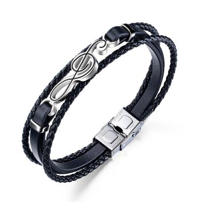 China Jessy Fashion Women Fashion Women Luxury De Luxe Stainless Steel Charm Musical Note Bangle Bracelet Men Leather Bracelets for sale