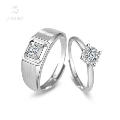 China Creative Jessy Jewelry Diamond-studded and Brushed 925 Silver Fashionable Jewelry Sterling Silver Jewelry Round Adjustable Couple Rings for sale