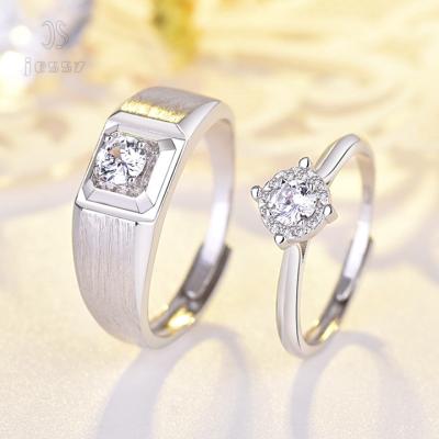 China Creative Jessy Jewelry Diamond-studded and Brushed 925 Silver Fashionable Jewelry Sterling Silver Jewelry Round Adjustable Couple Rings for sale