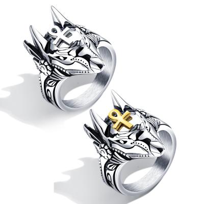 China High-quanliyt FASHIONABLE Silver Men's Wolf Rings Gold Ring Finger Stainless Steel Black Men Jessy Fashion Jewelry for sale