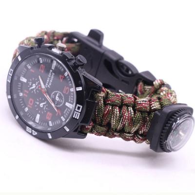 China Survival Outdoor Waterproof Watch Band Paracord Military Camping Watch with Compass for sale