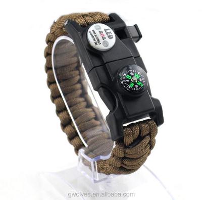 China Multi-Functional LED SOS Emergency Paracord Bracelet Emergency LED Paracord Bracelet Tactical Survival 550 With Compass Fire Starter for sale