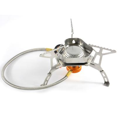 China Portable Folding Style With Windshield Windproof Portable Gas Stove Outdoor Stainless Steel Camping Stove Folding Gas Cooker With Piezo Ignition for sale