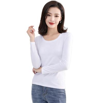 China 2021 New Fashion Anti-Wrinkle Custom Print Crew Neck Women's Long Sleeve Logo T-Shirt for sale