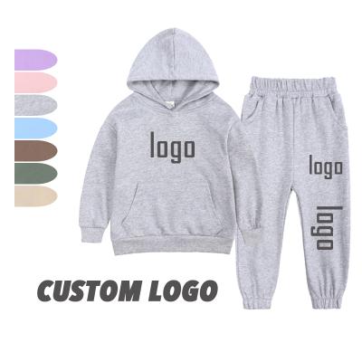 China High Quality Cotton Anti-Shrink Customize Logo Embroidery Boys Girls Clothing Sets Kids Baby 2 Piece Sweatpants And Hoodie Set for sale