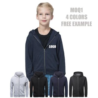 China New Heavy Listing Designer Anti Shrink Custom Logo Streetwear Children Gym Full Face Zipper Hoodie for sale