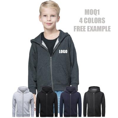 China Plain Anti-Shrink High Quality Hoodies Custom Kids Slim Fit Thick White Full Face Zipper Hoodie for sale