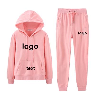 China Custom Made High Quality Cotton Gym 100% Anti-pilling Embroidery Logo Workout Women Soft Sweatpants And Hoodie Set for sale