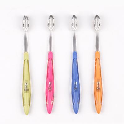 China Soft Rubber New design Toothbrush  4 colors home use #802 good quality rubber handle PP material adult toothbrush for sale