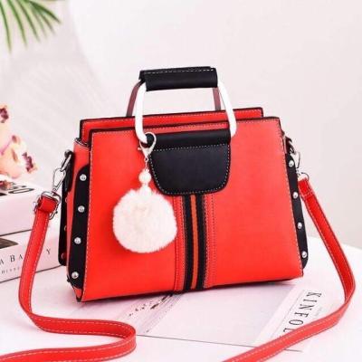 China New waterproof women ladies female tote bags fashion PU leather travel shoulder bag bucket cross - vintage body bag with pom pom fur ball for sale