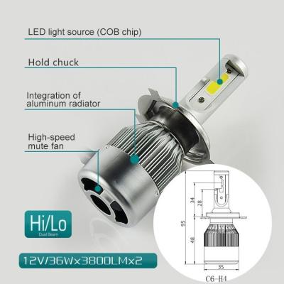 Chine 3000K / 6000K C6 - ampoules de phare de voiture de la puissance H4 élevée avec l'excellente dissipation thermique à vendre