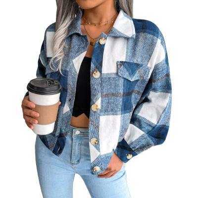 China Viable Factory Customized Women's Lantern Sleeve Jacket Plaid Coats Personality Casual Western Style Comfortable Woolen Coat For Women for sale