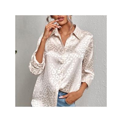 China 2022 Breathable Sale Hot Spring And Autumn Vintage Leopard Jacquard Shirt Casual Long Sleeve Shirt Plus Size Tops for sale