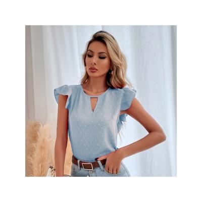 China 2022 summer hot sale fashion women's casual shirts anti-pilling sleeveless ruffle sleeves for women's daily dressing for sale