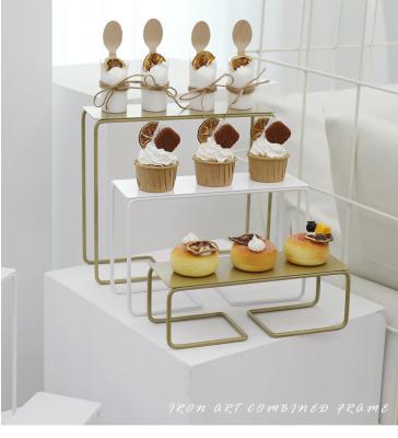 China New Design Metal and Glass 3 Tier Metal Wire Cupcake Stand Cupcake Dessert Rack Stocked for sale