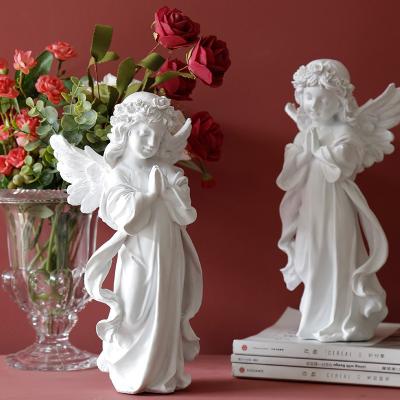 China Nordic White China Room Bedroom Entrance TV Cabinet Decoration Crafts Angel Resin Sculpture Decoration Living for sale