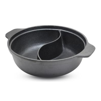 China Good viable selling high quality Chinese cast iron hot pot two ear separation soup round pot for sale