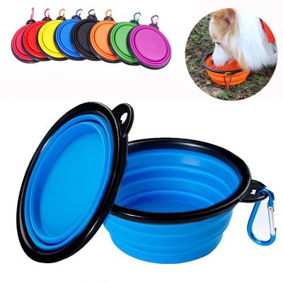 China Auto Portable Dog Bowl Water Food Collapsible Plastic Pet Bowl With Hook for sale