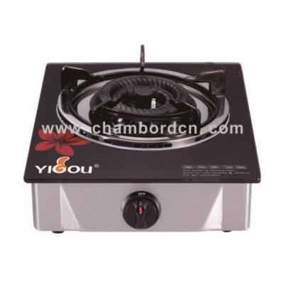 China Car Single Burner Cooktop Gas Hob with Glass Top Steel Burner and S.S. Frame for sale