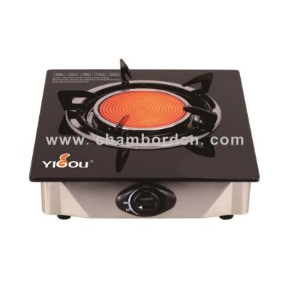 China Wholesale Car Single Infrared Gas Stove with 7mm Tempered Glass Cast Iron Burner and S.S. for sale