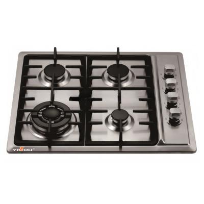 China Hotel Stainless Steel Built-in 4 Burner Gas Cooktop With Aluminum Gas Safety System for sale