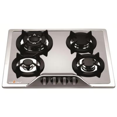 China Hotel Stainless Steel Built-in 4 Burner Gas Cooktop With Aluminum Gas Safety System for sale