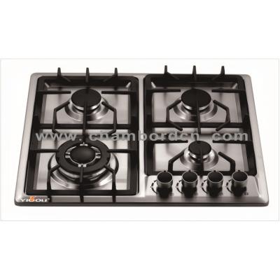 China Hotel Gas Hob Element 4 Burner Stainless Steel Panel Aluminum Gas Safety System Gas Cooktops for sale