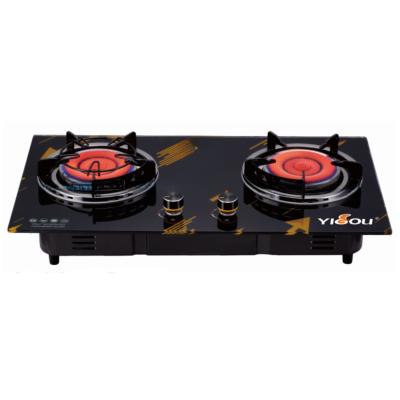 China Wholesale Infrared Hotel Gas Cooktop Integrated With Top 2 Burner Glass LPG NG for sale