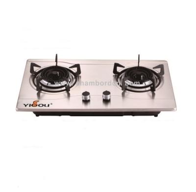 China Hotel Stainless Steel Built-in 2 Burner Blue Flame Gas Cooktop for sale