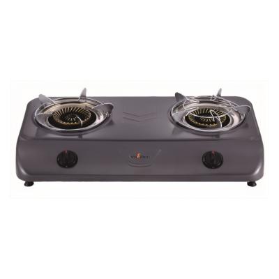 China Double Burner Car Steel Gas Stove with Brass Burner and Black Painted Steel Frame for sale