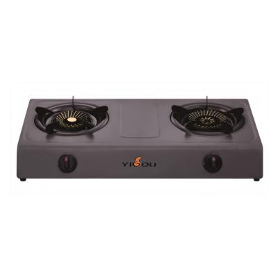 China Car 2 Burner Cooktop Gas Hob with Brass Burner and Black Painted Steel Frame for sale