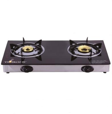 China Hotel Qualified Hot Gas Stove 2 Burner Household Gas Cooker Sale Table Tempered Glass Gas Cooker for sale