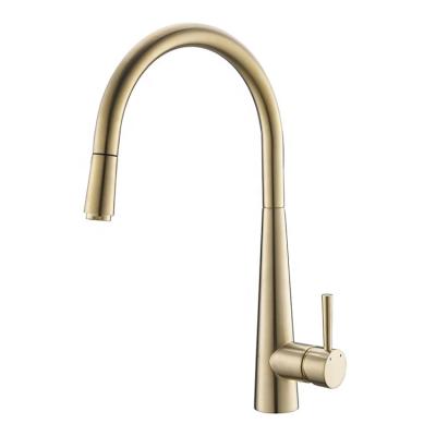 China Modern Sanitary Ware Antique Metal Brush Brass Gold Pull Out Sprayer Sink Water Copper Kitchen Faucet for sale