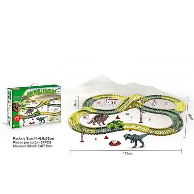 China Slot Toy Battery Operated Hot Sells Dinosaur Track Train Set Toy for sale